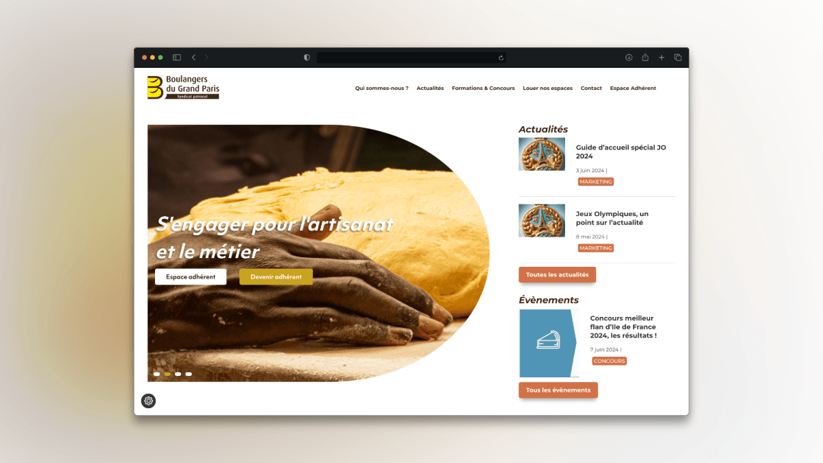 Website for Boulangers du Grand Paris
